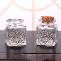 square hot stamping silver glass jar 35ml 1oz with cork lid